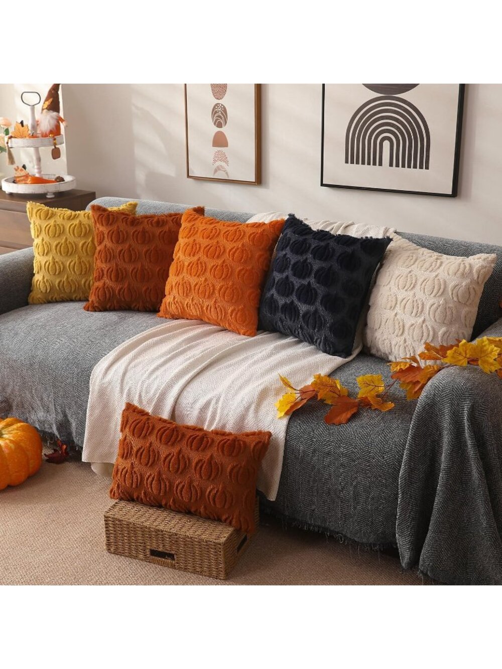 New Fall Pillow Covers 18x18 2Pcs Rust Pumpkin Fall Decorations for Home - Picture 5 of 5